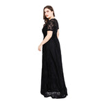 Round Neck Short Sleeve Elegant Curvy Maxi Dresses Wholesale Plus Size Clothing