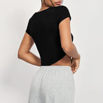 Square Collar Slim Knitted Short T-Shirt Crop Top Wholesale Womens Tops