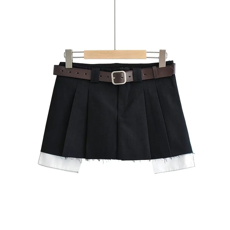 High Waist Fashion Raw Edge Womens Mini Skirt Sexy Wholesale Skirts With Belt