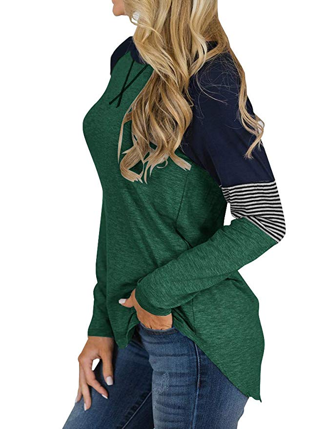 Casual Patchwork Top Loose Crew Neck Wholesale Womens Long Sleeve T Shirts