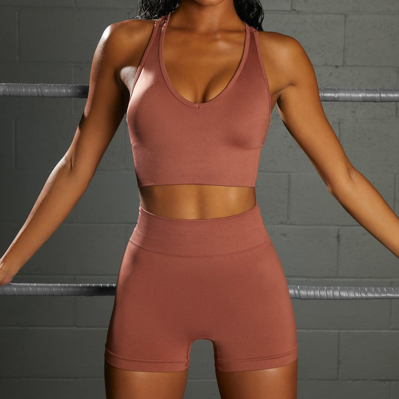 Athletic Vests & Shorts Seamless Yoga 2pcs Sets Wholesale Workout Clothes