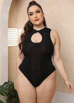Hollow Solid Color Sexy Curve Bodysuits Fashion Wholesale Plus Size Clothing
