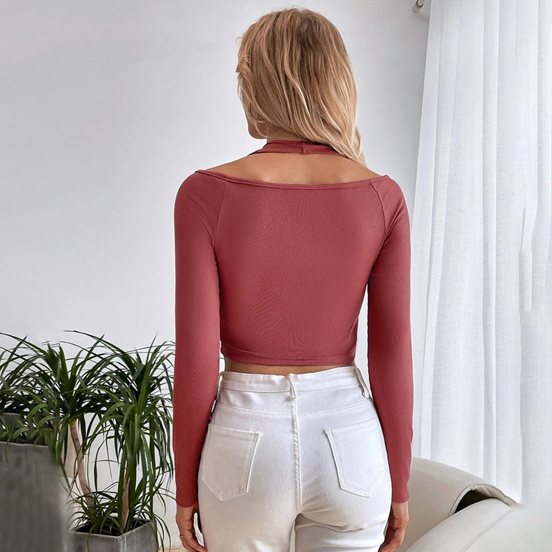 Sexy Off Shoulder Top Slim Fit Long Sleeve T-Shirt Wholesale Crop Tops
