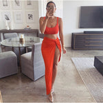 Sexy Tops & High Slit Ruched Skirts Wholesale Women'S 2 Piece Sets