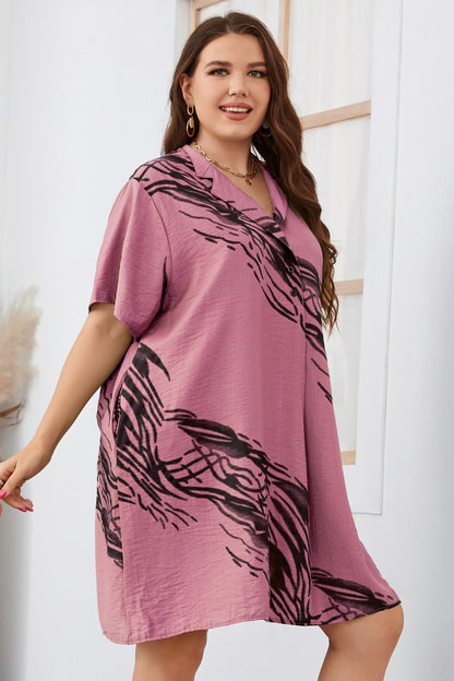 Printing Short Sleeve V Neck Wholesale Plus Size Dresses for Women Summer