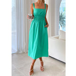 Cami Open-Back Pleated Wholesale Midi Dresses For St. Patrick'S Day