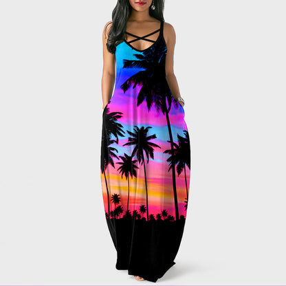 Multicolor Spaghetti Strap Hollow Out Wholesale Maxi Dresses For Women