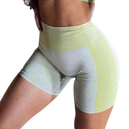 Seamless Colorblock Gym Sports Running Hip Lifting Fitness Yoga Pants Wholesale Workout Shorts Womens