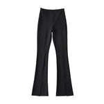 V-Shaped Waist Slit Casual High Waist Mopping Flared Pants Wholesale Women Bottoms