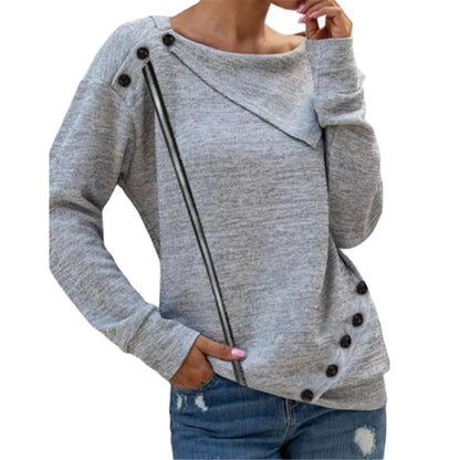 Large Lapel Knit Top Solid Color Button Slim Irregular Wholesale Women'S Tops