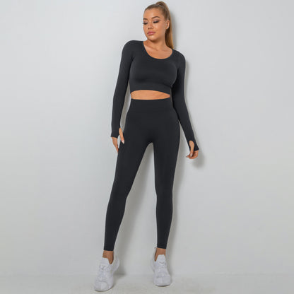 Long-Sleeve Sport T-Shirts & Leggings Seamless Yoga Suits Wholesale Activewear Sets