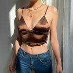 Sexy Deep V Camisole Solid Color Backless Slim Wholesale Crop Tops