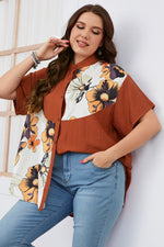Fashion Print Single-Breasted Blouse Loose Short-Sleeve Wholesale Plus Size Clothing