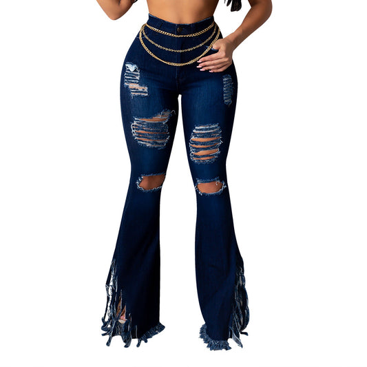 Ripped Tassel Washed Wholesale Womens Jeans Suppliers