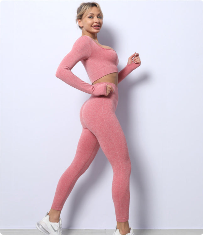 Solid Color Sport Tops & Legging Fitness Yoga Suits Wholesale Activewear Sets