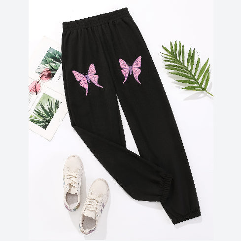 Butterfly Print Loose Sweatpants Womens Wholesale Pants Casual