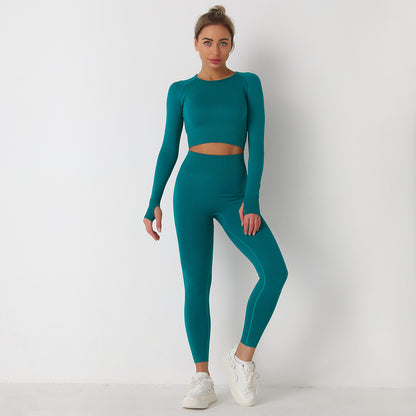 Knitted Seamless Long-Sleeved Tops & Leggings Sports Fitness Yoga Suits Wholesale Activewear Sets