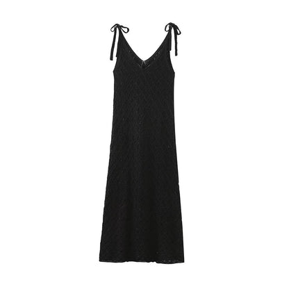 Temperament Low Cut Loose Knit Sling Dress Wholesale Maxi Dresses