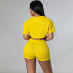 Solid Color Casual Short Shirts & Shorts Women Sport Suit Wholesale Tracksuits