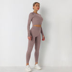 Knitted Seamless Long-Sleeved Tops & Leggings Sports Fitness Yoga Suits Wholesale Activewear Sets