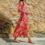 Floral Lace Commuter V-Neck Long-Sleeved Long-Sleeved Dress Wholesale Dresses