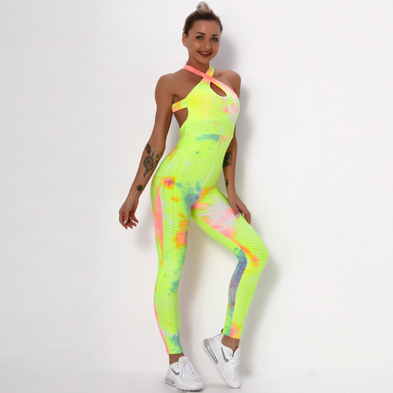 Tie-Dye Print Yoga Women Jumpsuits Wholesale Workout Clothes
