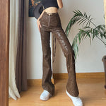 High Waist Slim Casual PU Leather Wholesale Pants