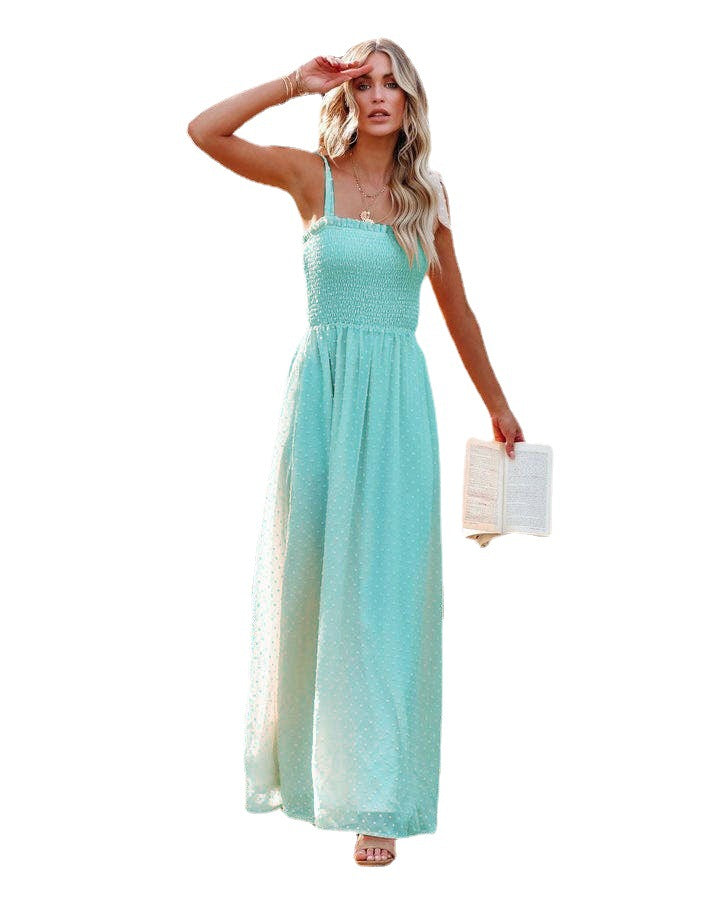 Resort Strappy Chiffon Vacation Sling Dress Wholesale Maxi Dresses