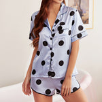 Printed Short Sleeve T Shirts & Shorts Satin Pajama Sets Homewear Wholesale Loungewear