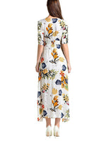 Retro Ethnic Style V-Neck Mid Sleeve Swing Maxi Dresses Casual Wholesale Bohemian Dress For Women