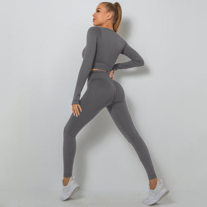 Long-Sleeve Sport T-Shirts & Leggings Seamless Yoga Suits Wholesale Activewear Sets