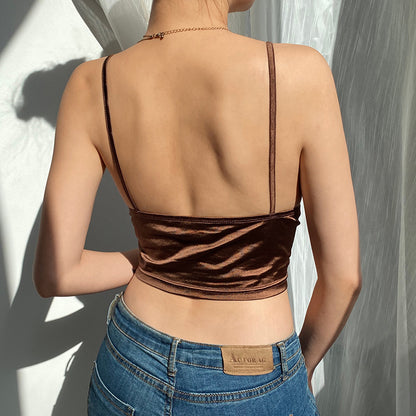 Sexy Deep V Camisole Solid Color Backless Slim Wholesale Crop Tops