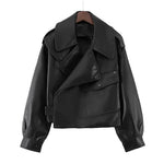 Short Lapel Motorcycle PU Leather Jacket Wholesale Coats And Jackets