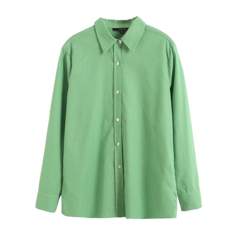 Casual Cotton & Linen Shirt Long-Sleeve Blouse Wholesale Womens Tops