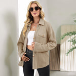 POLO Lapel Single-Breasted Shirt Padded Jacket Wholesale Womens Tops