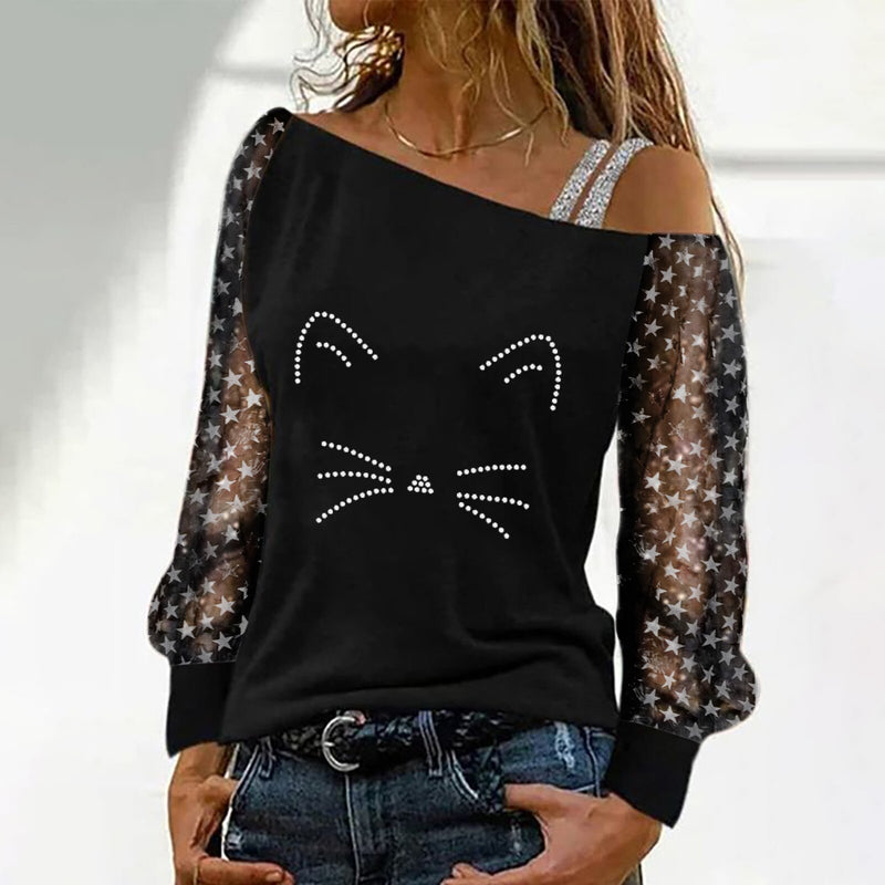 Sexy Off Shoulder Top Loose Wholesale Womens Long Sleeve T Shirts