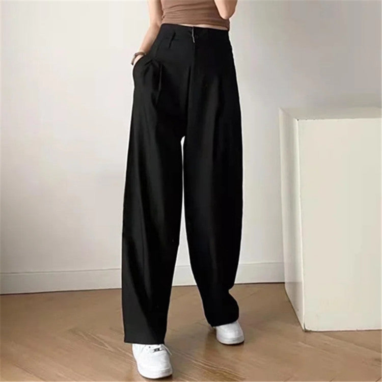 Plain Color Wide Leg High Waist Wholesale Casual Straight Suit Pants