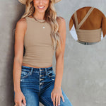 Sexy Backless Vest Solid Color Sleeveless Crop Top Wholesale Womens Tops