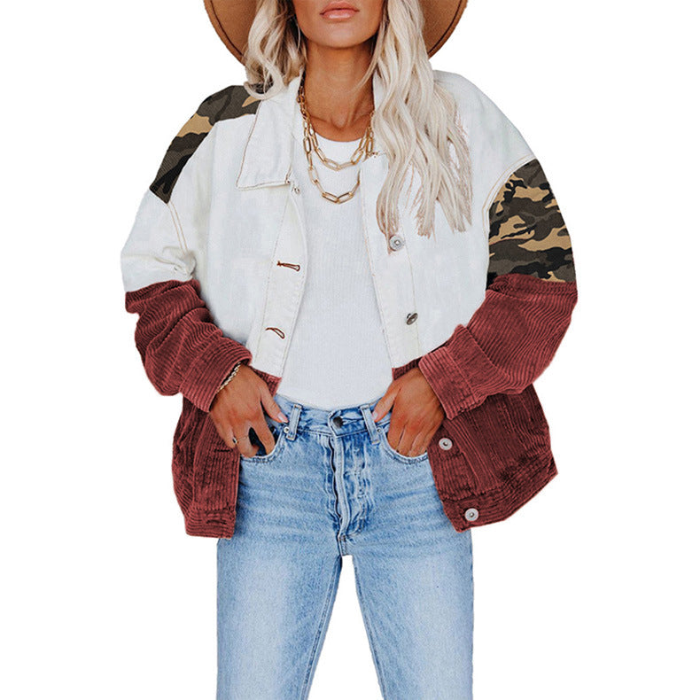 Camouflage Street Jacket Loose Lapel Cardigan Wholesale Womens Tops