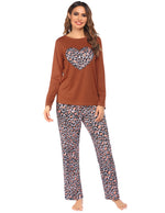 Leopard Print Long Sleeve Casual Homewear Suits Wholesale Loungewear
