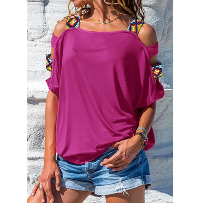 Casual Off Shoulder Top Solid Color Short Sleeve Wholesale Clothing Tshirts