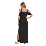 Solid Color Off Shoulder Sling Slit Dress Wholesale Maxi Dresses