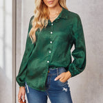 Casual Single-Breasted Lapel Print Blouses Wholesale Womens Long Sleeve T Shirts