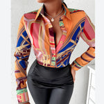 Floral Print Long Sleeve Lapel Collar Button Down Wholesale Shirts Blouses For Women Summer