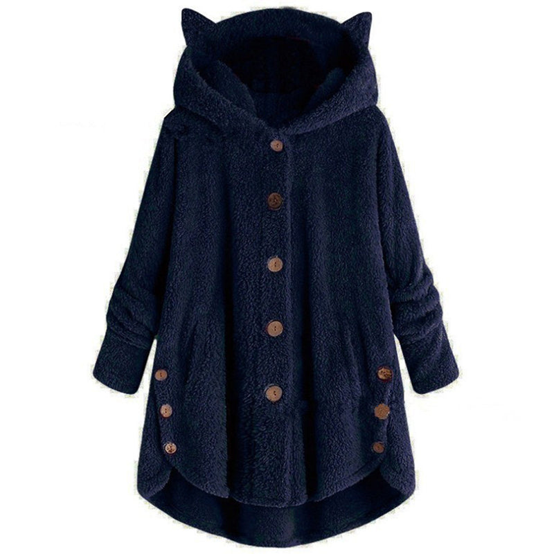 Casual Irregular Solid Color Long Sleeve Plush Hooded Jacket Wholesale Coats