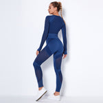 Seamless Mesh Long-Sleeved Tops & Leggings Fitness Yoga Suits Wholesale Activewear Sets