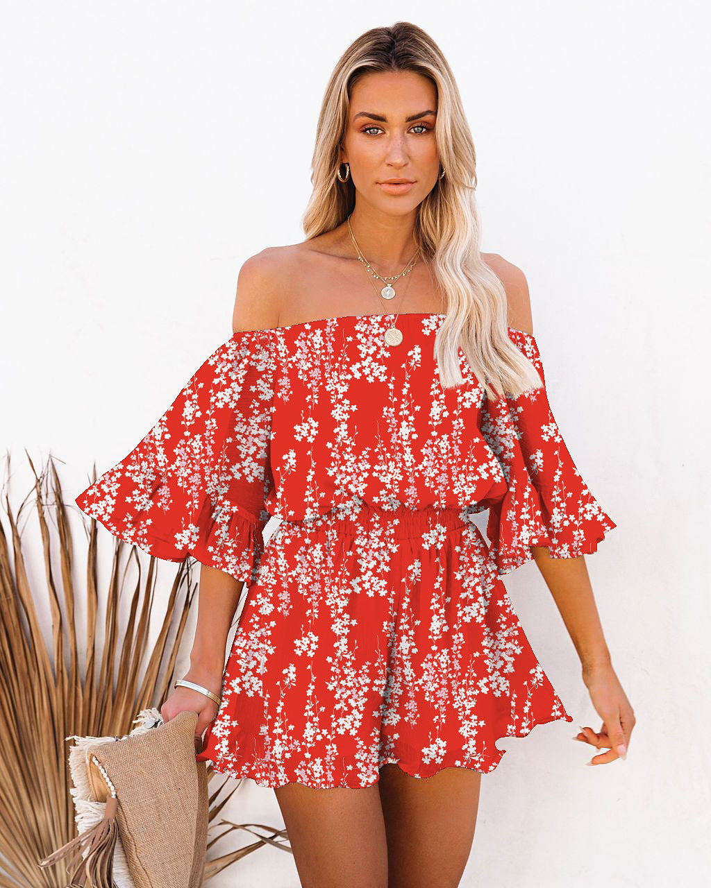 Flare Sleeve Off Shoulder Sexy Chiffon Rompers Wholesale Jumpsuits