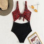 Fashion One-Piece Swimsuits Leopard Print Tieback Womens Cutout Swimwear Wholesale Vendors