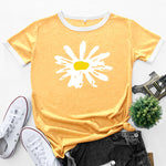 Patchwork Contrast Print Tops Loose Short Sleeve Crew Neck Womens T Shirts Wholesale