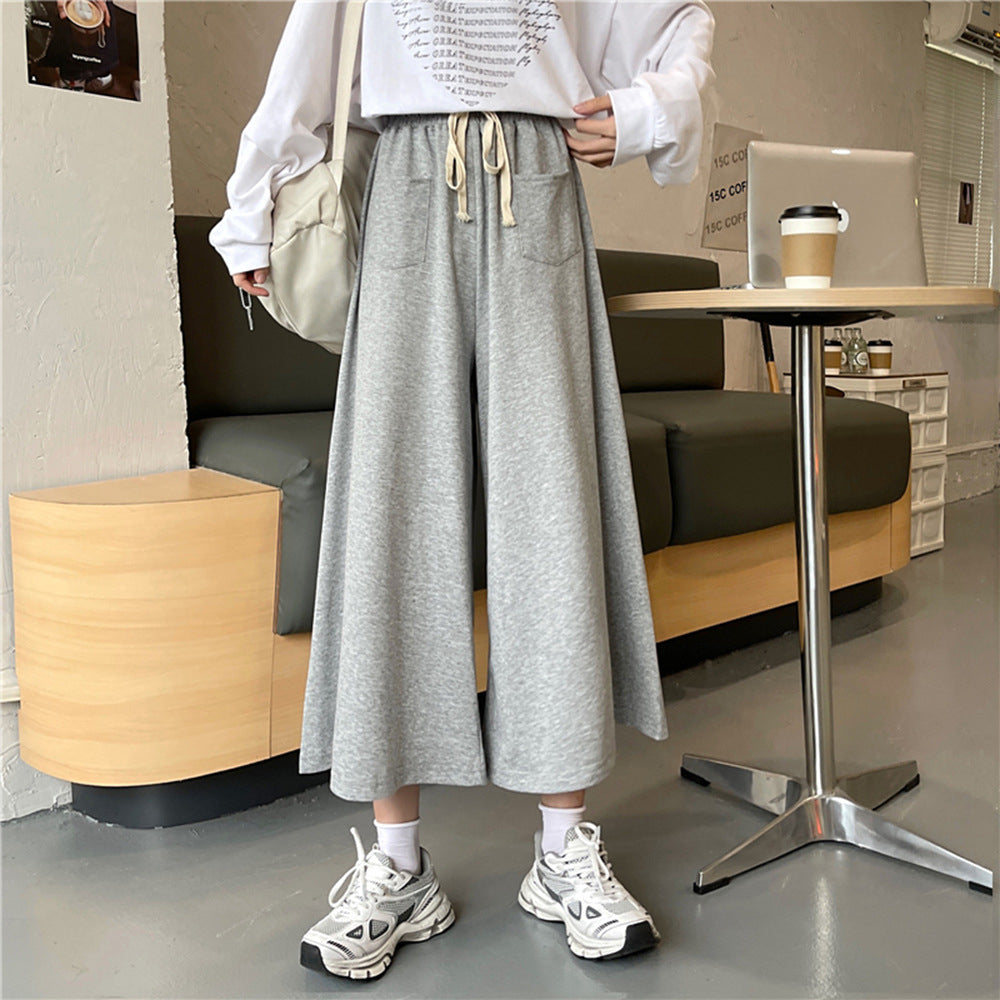 Women Loose Three-Quarter Drawstring Wide Leg Casual Pants Wholesale Clothing Vendors